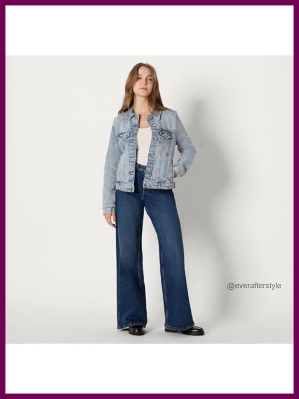 Oversized Rigid Denim Trucker Jacket Midweight Button Front Chest Pockets - Picture 4 of 6